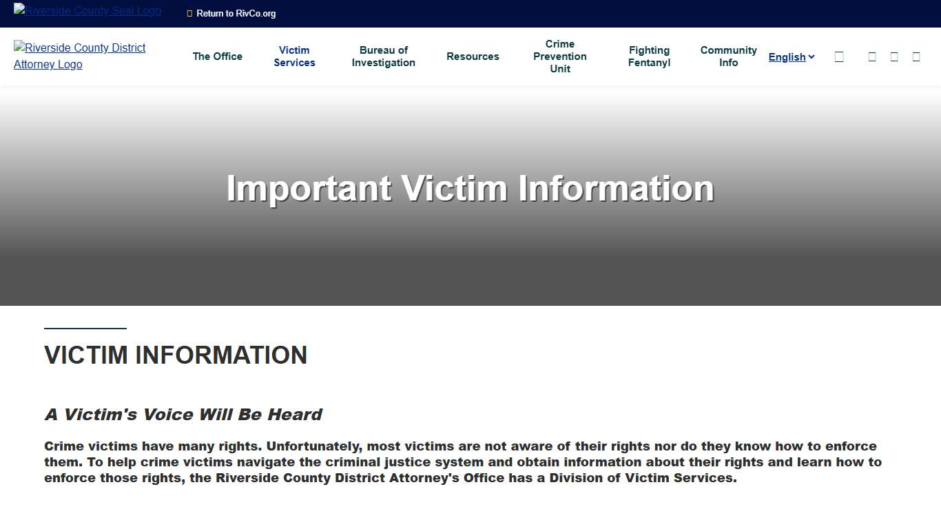 Victim Information Riverside County District Attorney